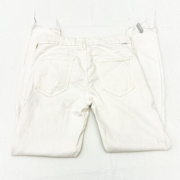 Mother Looker Ankle Fray Tea and Biscuits Cream White Denim Jeans Size 28 - Picture 5 of 9